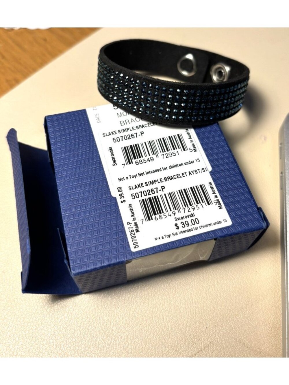 Swarovski Slake Blue Crystal Wrap Bracelet Adjustable